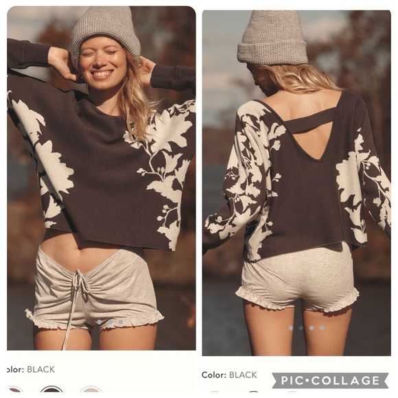 NWT new small Anthropologie daily practice hazy daze cut out back sweater floral - Picture 1 of 16